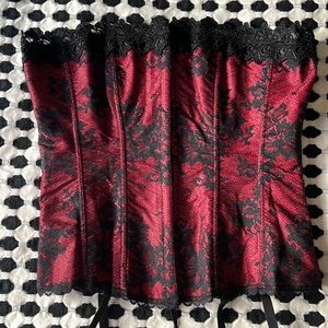 Fredericks of Hollywood corset top - merlot and black lace size 36